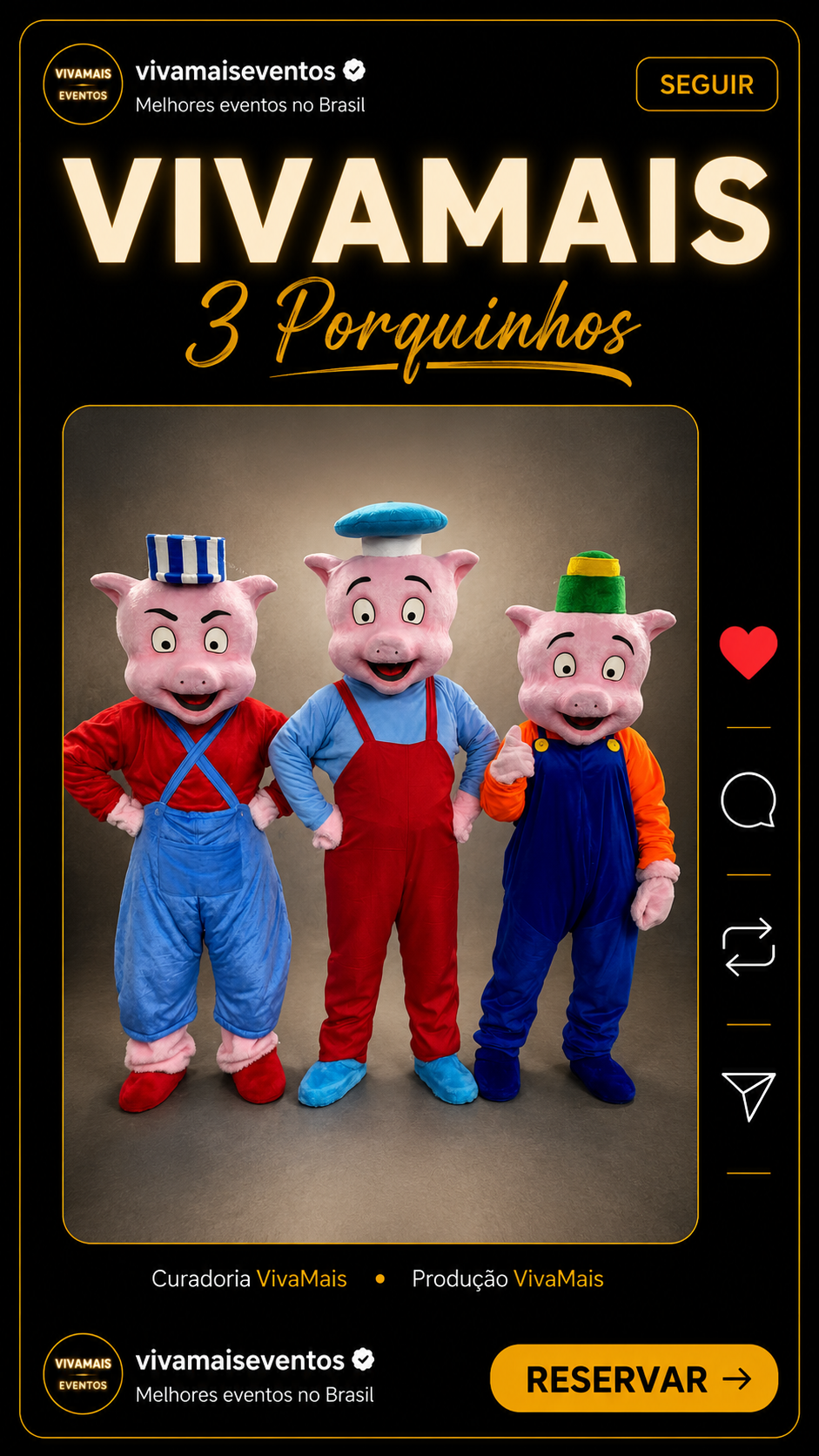 Os Três Porquinhos Personagens para Festa Infantil 3 porquinhos vivamais