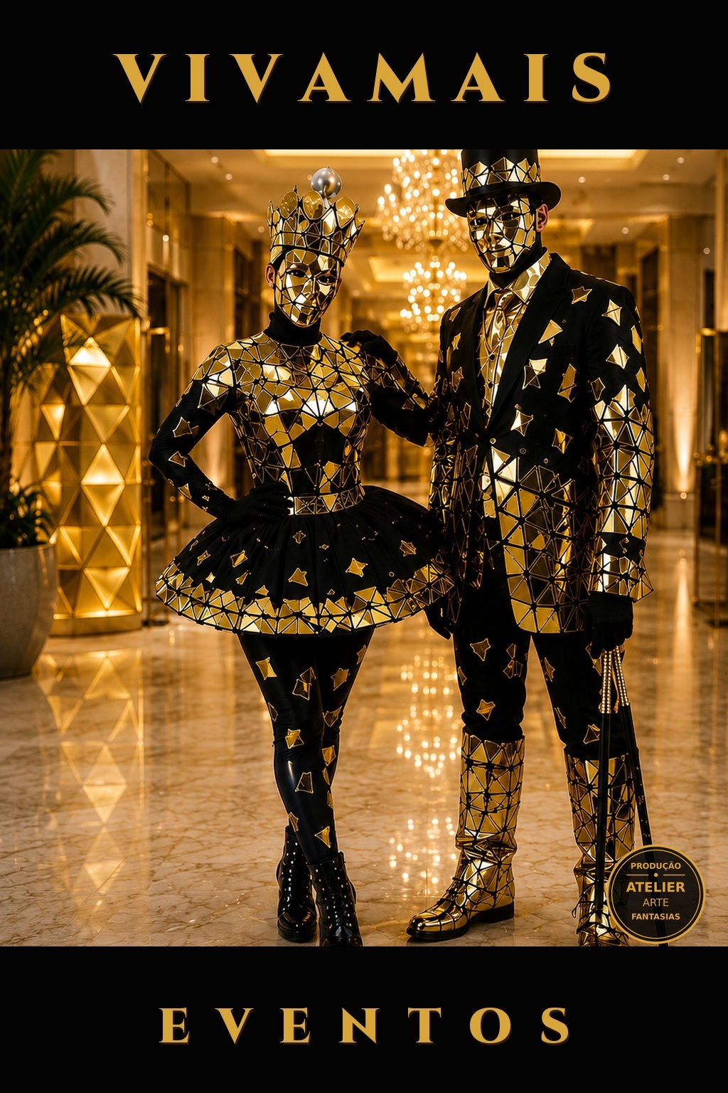 Gold & Black Mirrors Dupla para Festas e Eventos Gold & Black Mirrors Dupla para Festas e Eventos — Produção Atelier Arte Fantasias