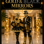 Gold & Black Mirrors Dupla para Festas e Eventos