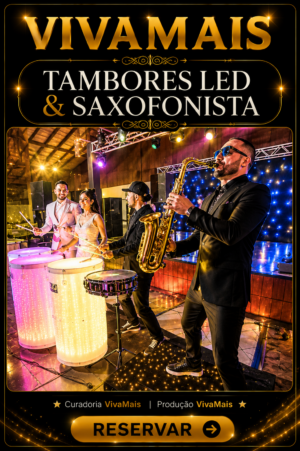 tambores de led com saxofonista show festa São Paulo animação de pista