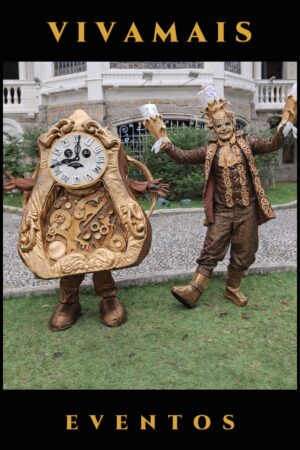 Relógio e Lumiere – Personagens A Bela e a Fera | VivaMais Eventos