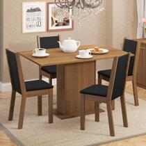conjunto sala de jantar mesa tampo de madeira 4 cadeiras talita madesa