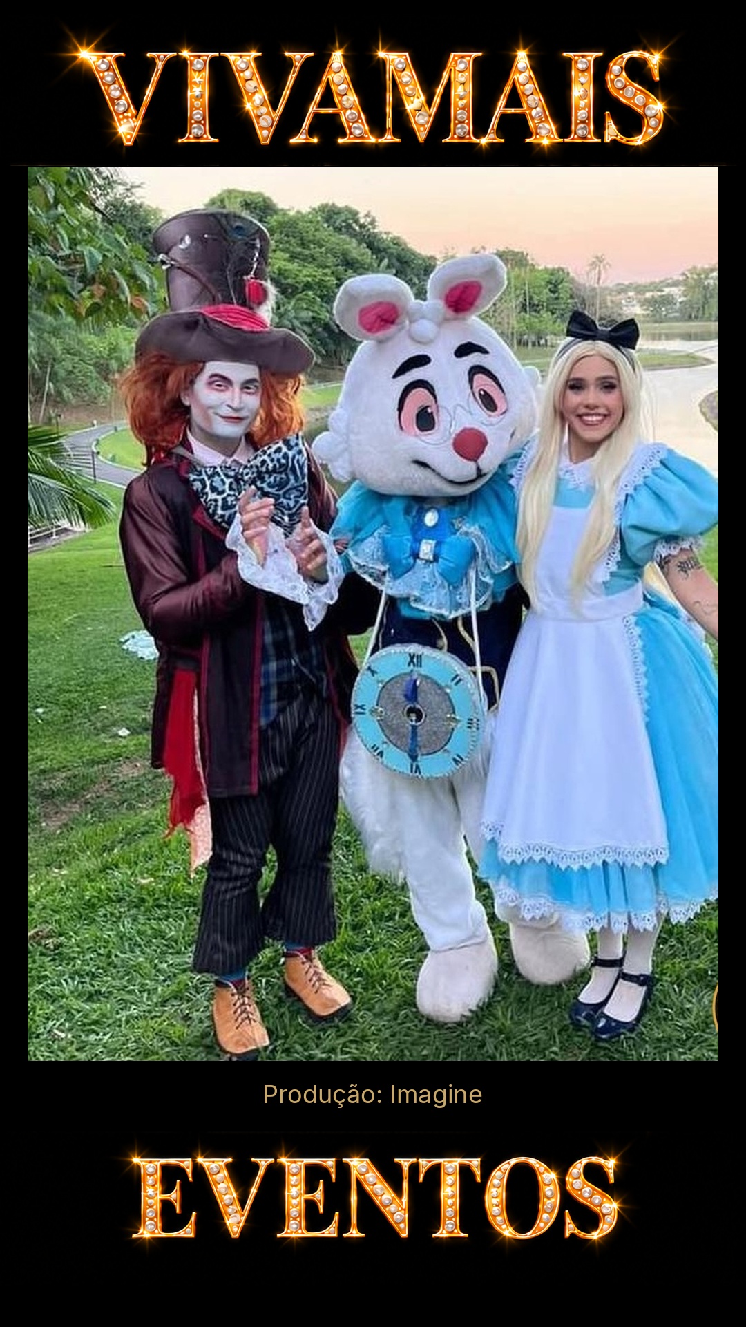 Trio do Jardim de Cartas — Personagens para Eventos GO Atração para festas — Imagine — VivaMais Eventos