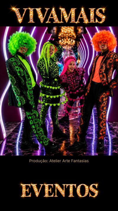 Dançarinos Neon - Combo 4 Artistas para Eventos e Festas Atração para festas — Atelier Arte Fantasias — VivaMais Eventos