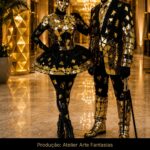 Gold & Black Mirrors Dupla para Festas e Eventos