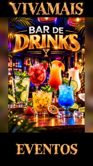 Bar de Drinks para festas e eventos — coquetéis clássicos alcoólicos e não alcoólicos servidos no evento