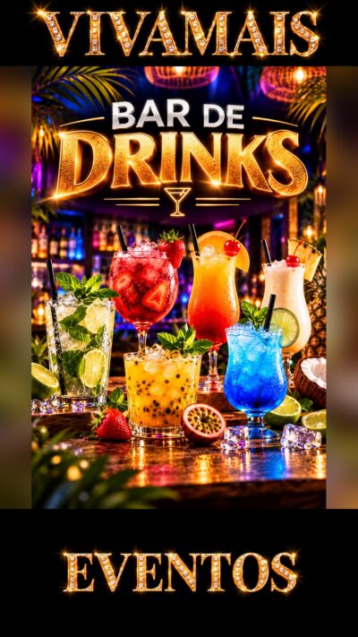Bar de Drinks para festas e eventos — coquetéis clássicos alcoólicos e não alcoólicos servidos no evento